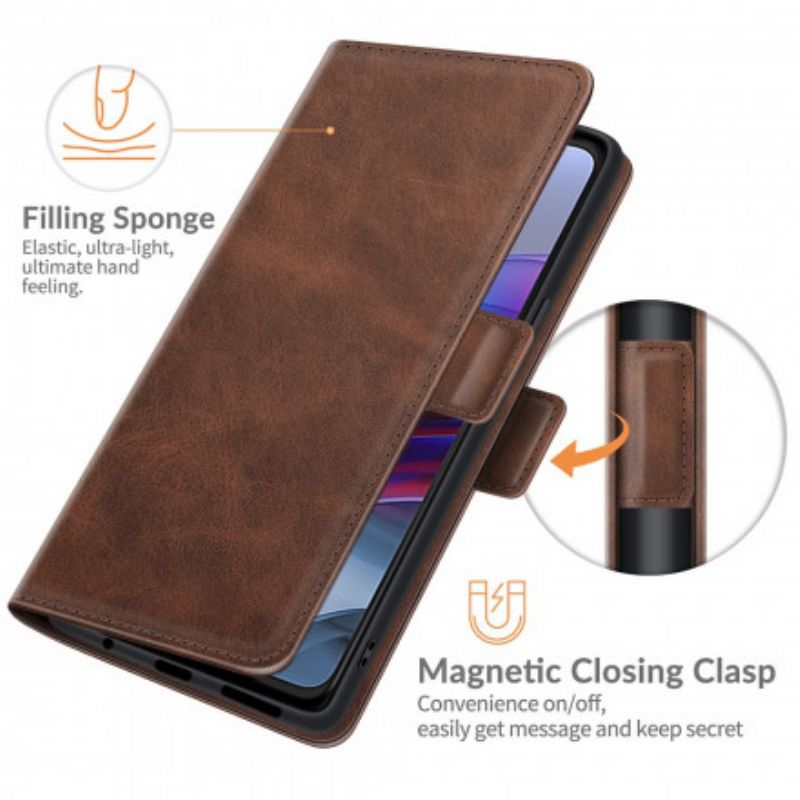 Flip Case Leren Moto G100 Dubbele Klep