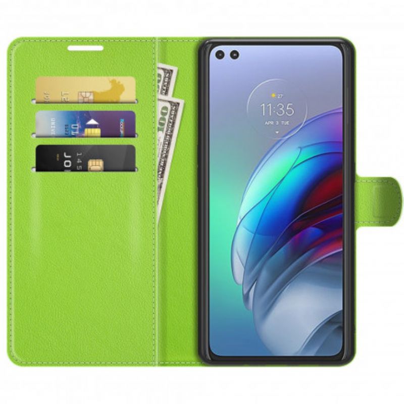 Flip Case Leren Moto G100 Klassiek Litchi-effect