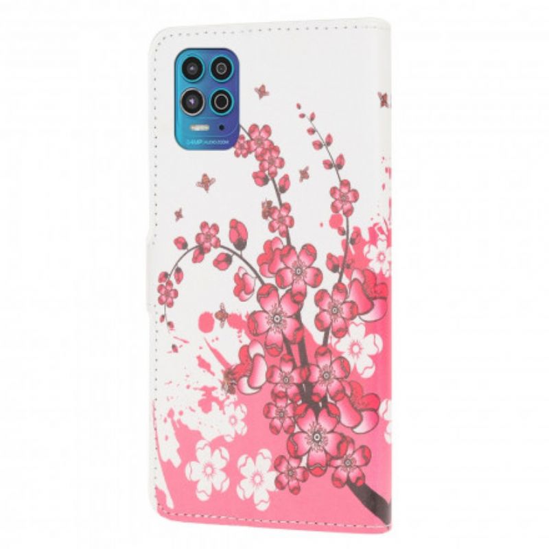 Folio-hoesje Moto G100 Tropische Bloemen