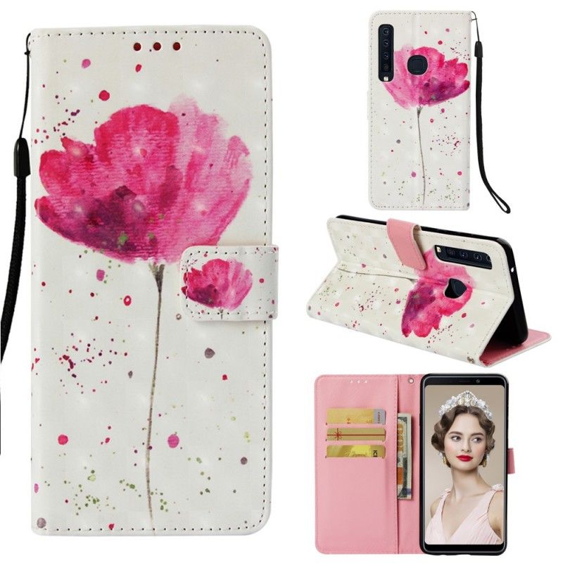 Cover Folio-hoesje Samsung Galaxy A9 Telefoonhoesje Aquarel Klaproos