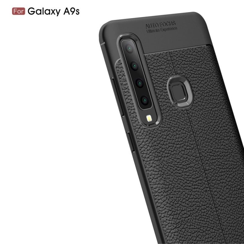 Cover Hoesje Samsung Galaxy A9 Grijs Zwart Telefoonhoesje Dubbellijns Lychee Leereffect