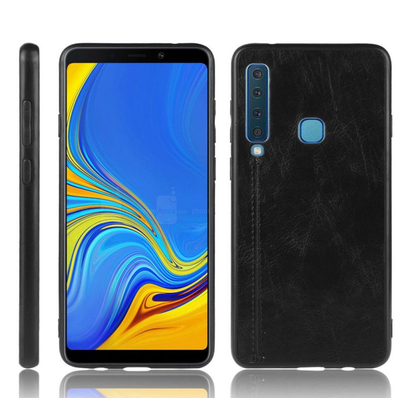 Hoesje Samsung Galaxy A9 Rood Zwart Gestikt Leereffect