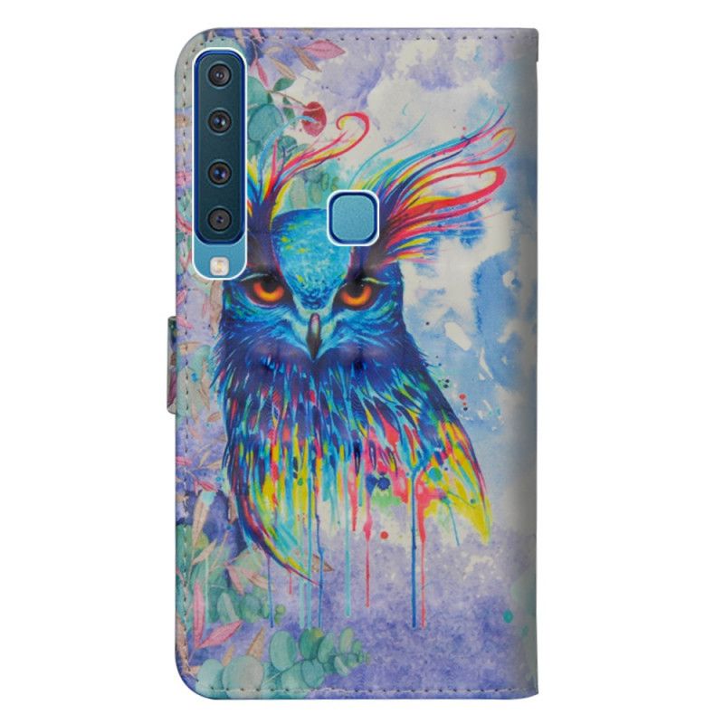 Leren Hoesje Samsung Galaxy A9 Aquarel Vogel