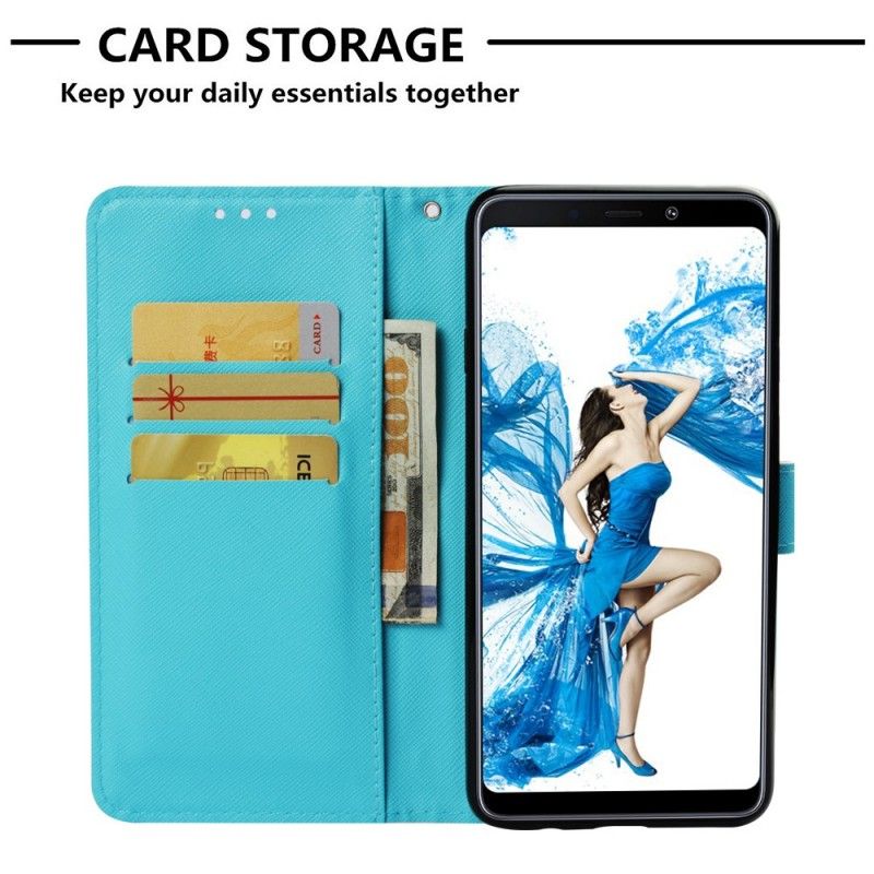 Leren Hoesje voor Samsung Galaxy A9 Blauwe Schedel