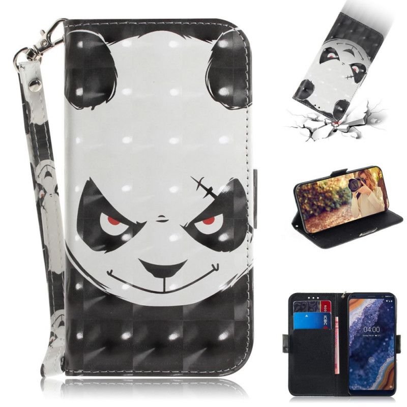 Bescherming Hoesje Nokia 9 PureView Telefoonhoesje Boze Panda Met String