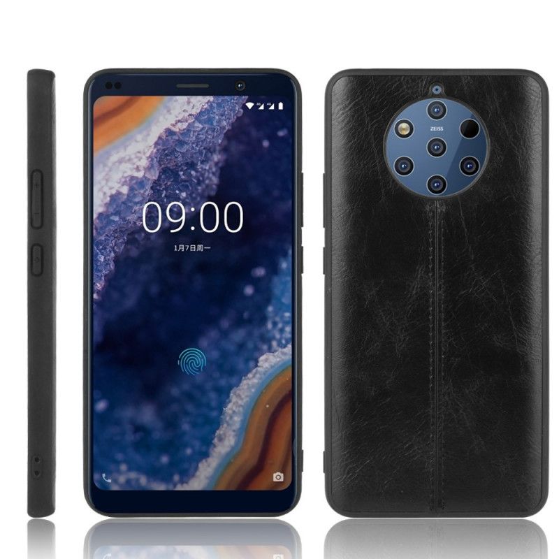 Hoesje Nokia 9 PureView Rood Zwart Gestikt Leereffect