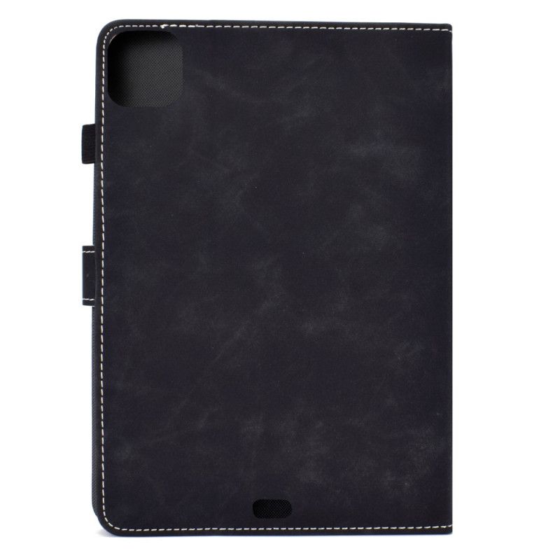 Bescherming Hoesje iPad Air 10.9" (2020) Rood Zwart Leereffect Met Olifantenprint
