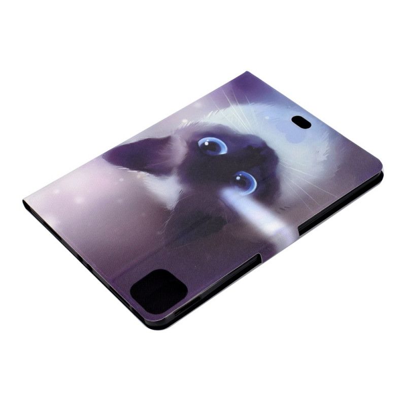 Flip Case Leren iPad Air 10.9" (2020) Kat Met Blauwe Ogen