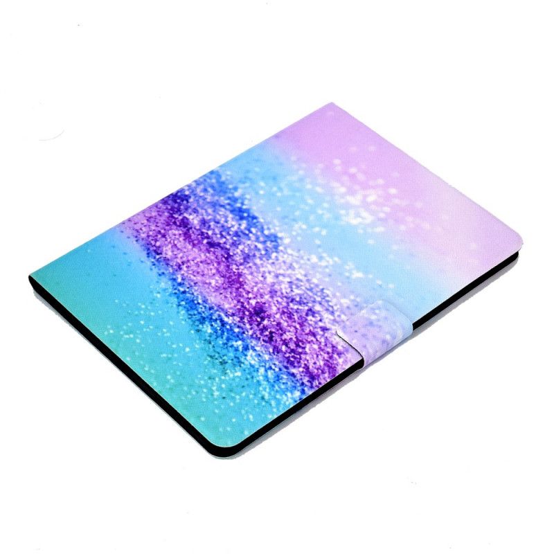 Leren Hoesje iPad Air 10.9" (2020) Cyaan Groen Glanzende Pailletten