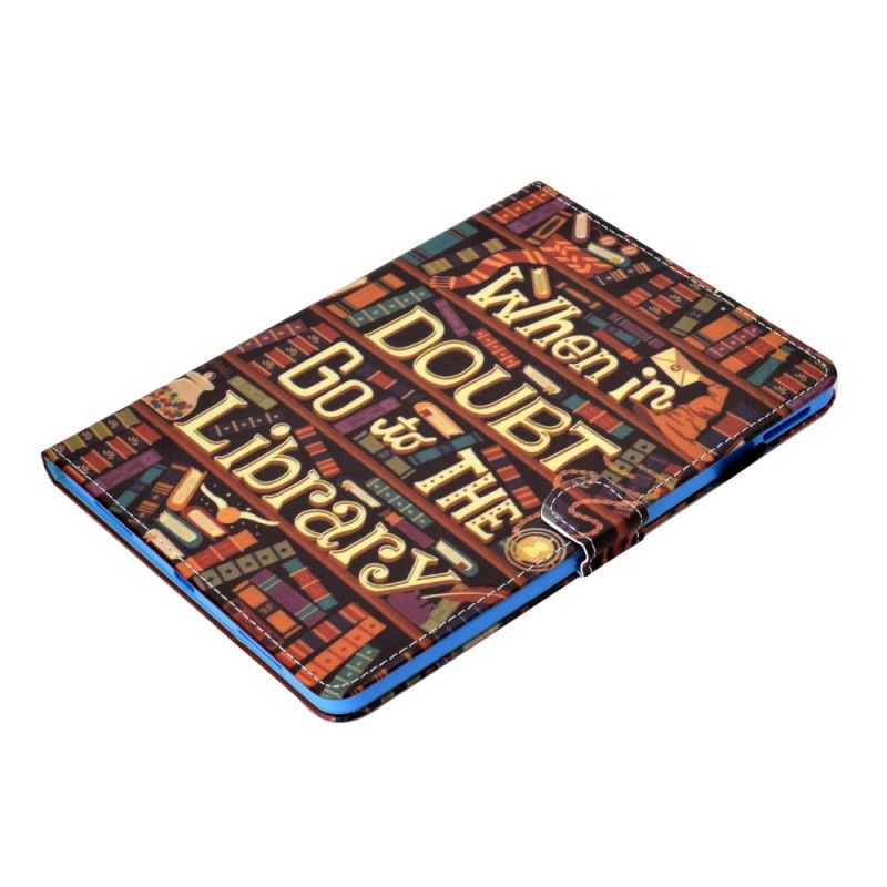 Leren Hoesje voor iPad Air 10.9" (2020) Donkerrood Bruin Bibliotheek