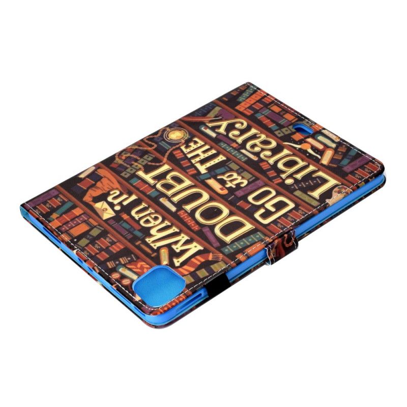 Leren Hoesje voor iPad Air 10.9" (2020) Donkerrood Bruin Bibliotheek