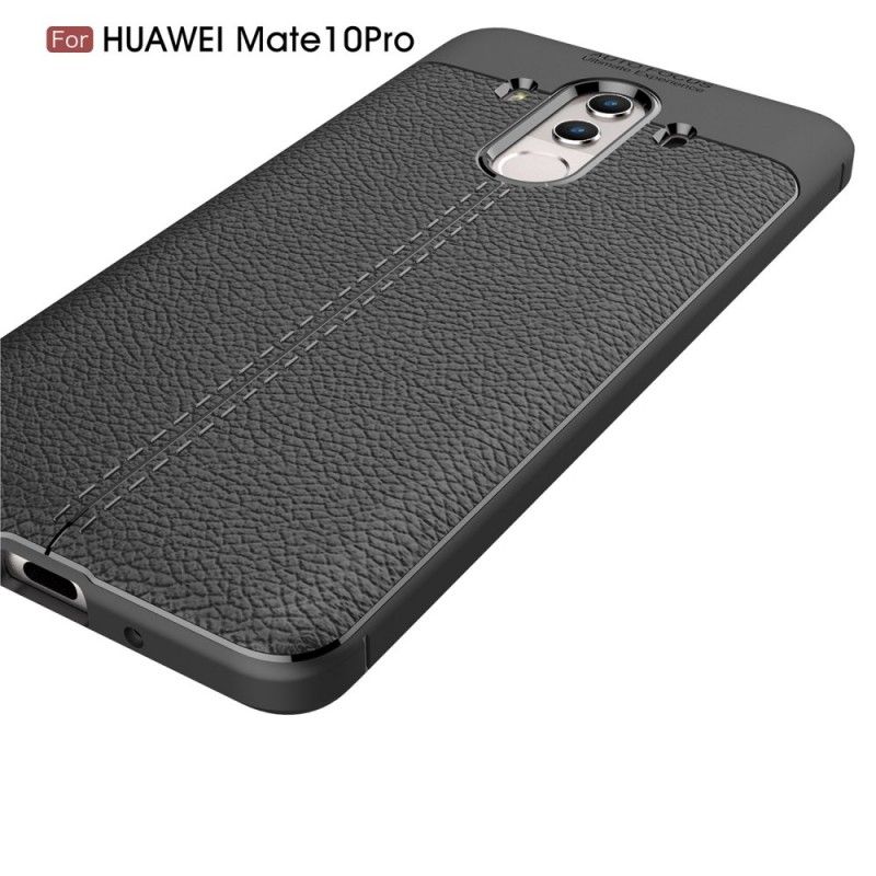 Hoesje Huawei Mate 10 Pro Rood Zwart Dubbellijns Lychee Leereffect