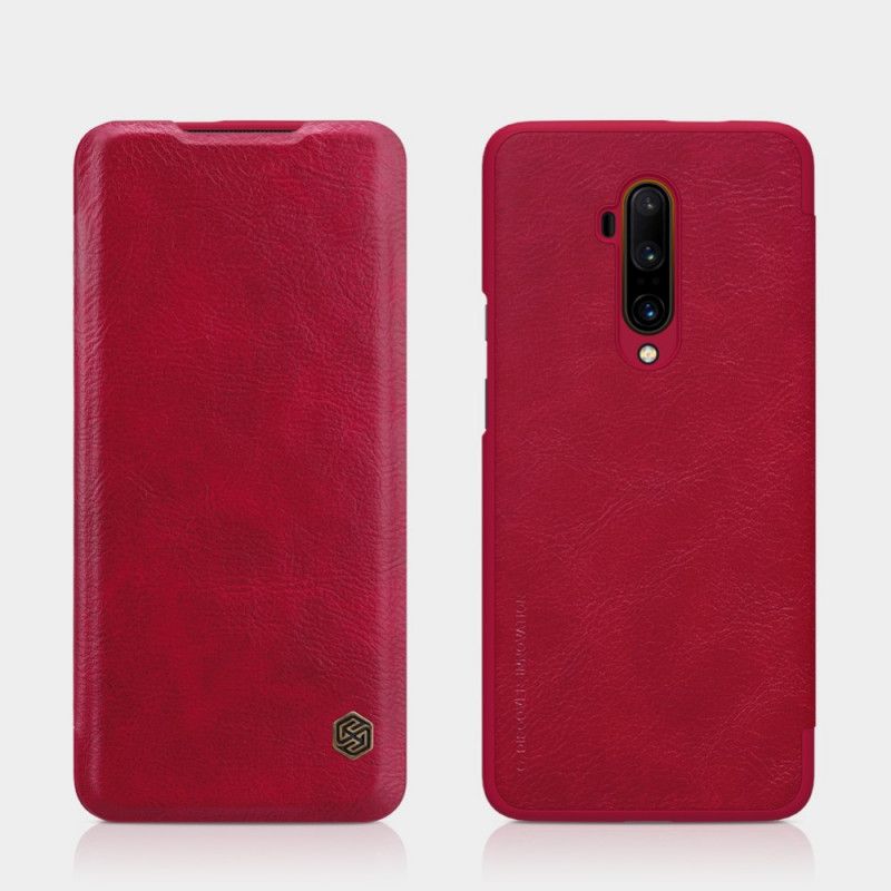 Folio-hoesje OnePlus 7T Pro Bruin Rood Nillkin Qin-Reeks