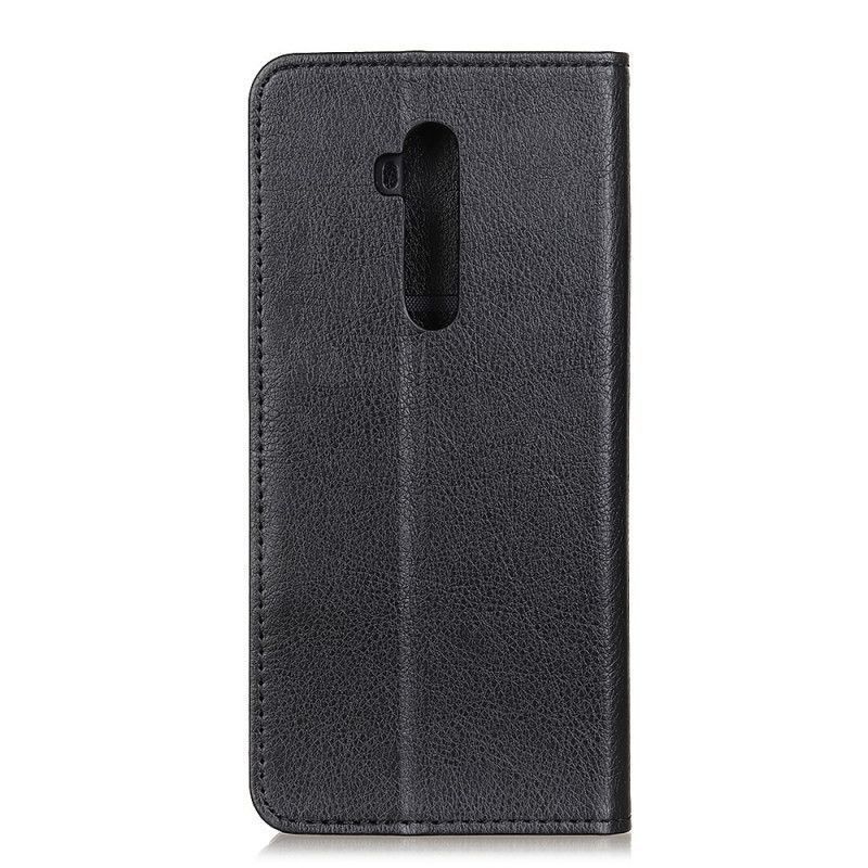 Folio-hoesje OnePlus 7T Pro Rood Zwart Telefoonhoesje Elegant Split Lychee Leer