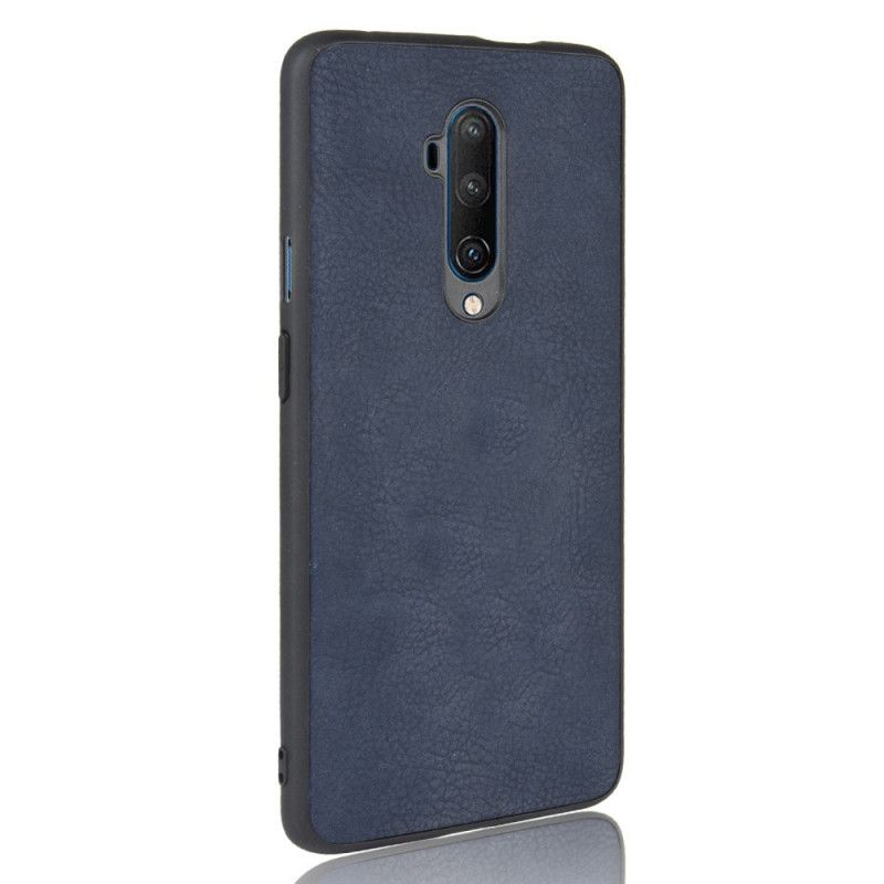 Hoesje OnePlus 7T Pro Donkerblauw Zwart Vintage Look Leereffect