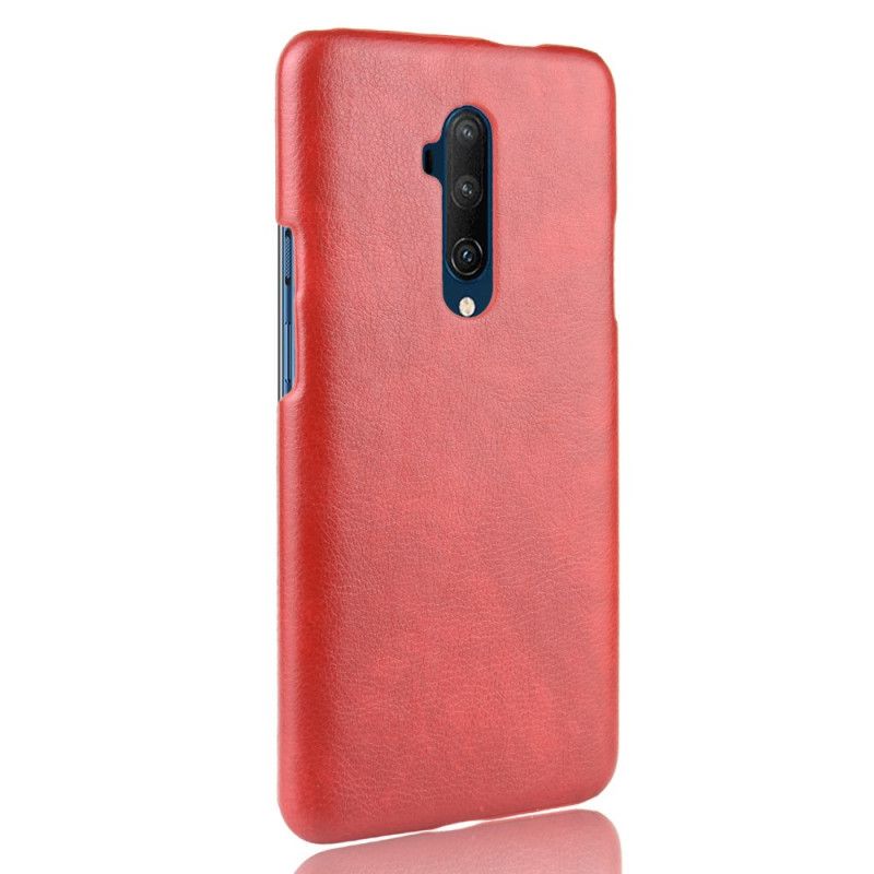 Hoesje OnePlus 7T Pro Grijs Zwart Lychee Leereffect