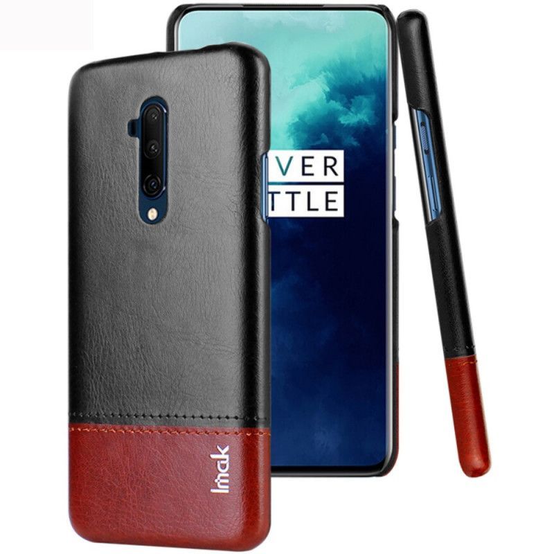 Hoesje OnePlus 7T Pro Rood Zwart Imak Ruiyi Serie Leereffect