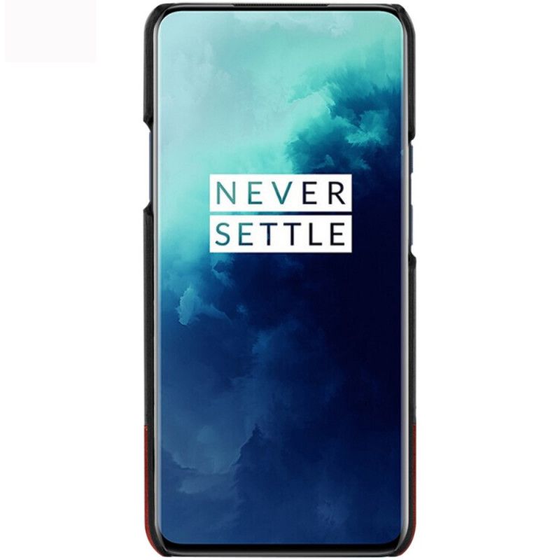 Hoesje OnePlus 7T Pro Rood Zwart Imak Ruiyi Serie Leereffect