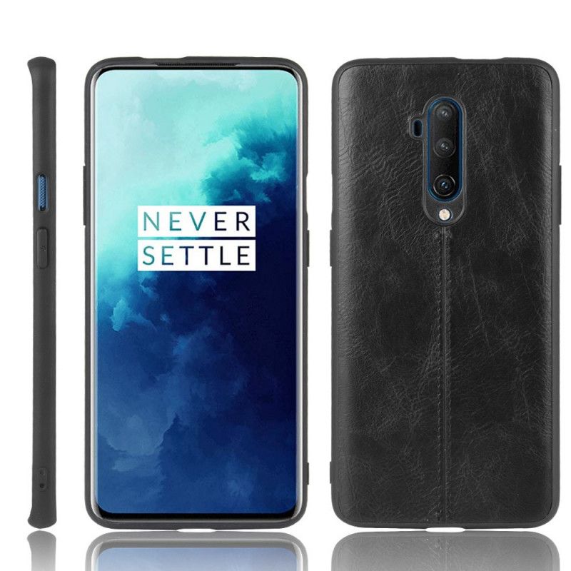 Hoesje voor OnePlus 7T Pro Rood Zwart Gestikt Leereffect