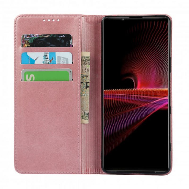 Folio-hoesje Sony Xperia 1 Iii Telefoonhoesje Klassiek Echt Leer