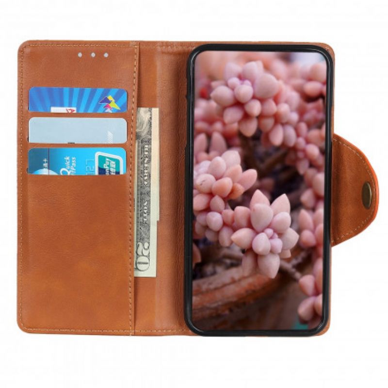 Leren Hoesje Sony Xperia 1 Iii Vintage Knoop Van Kunstleer Bescherming Hoesje