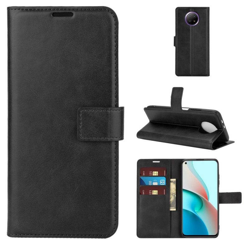 Flip Case Leren Xiaomi Redmi Note 9 5G / Note 9T 5G Grijs Zwart Extreem Slank Leereffect