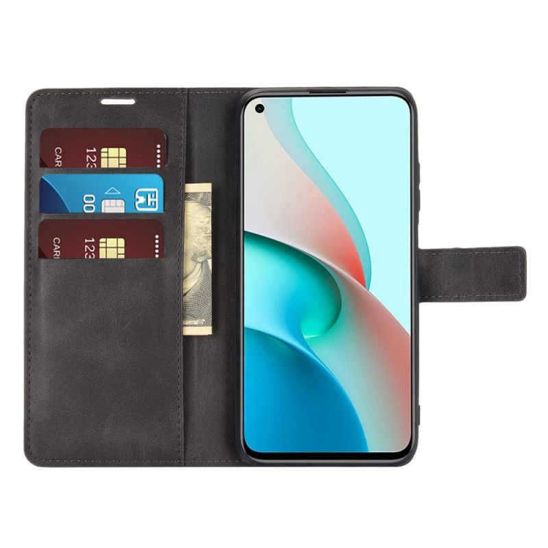 Flip Case Leren Xiaomi Redmi Note 9 5G / Note 9T 5G Grijs Zwart Extreem Slank Leereffect