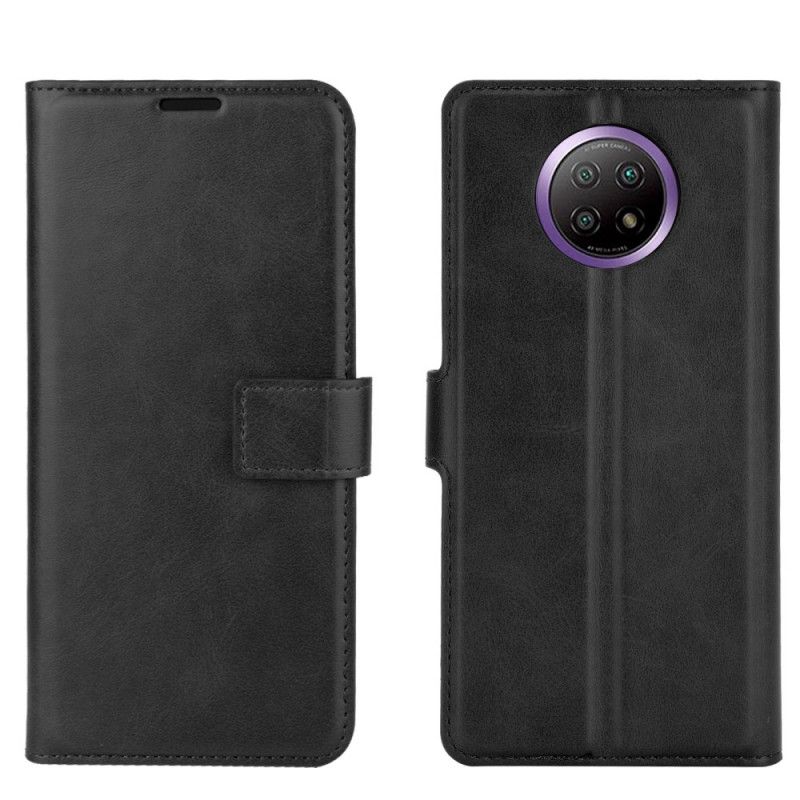 Flip Case Leren Xiaomi Redmi Note 9 5G / Note 9T 5G Grijs Zwart Extreem Slank Leereffect