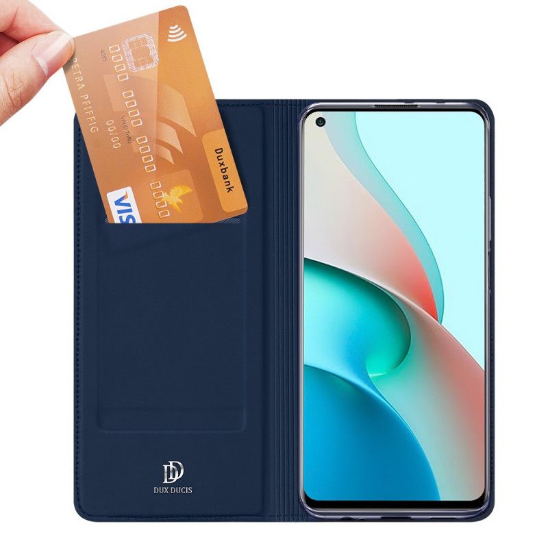 Folio-hoesje Xiaomi Redmi Note 9 5G / Note 9T 5G Donkerblauw Zwart Pro Dux Ducis Huid