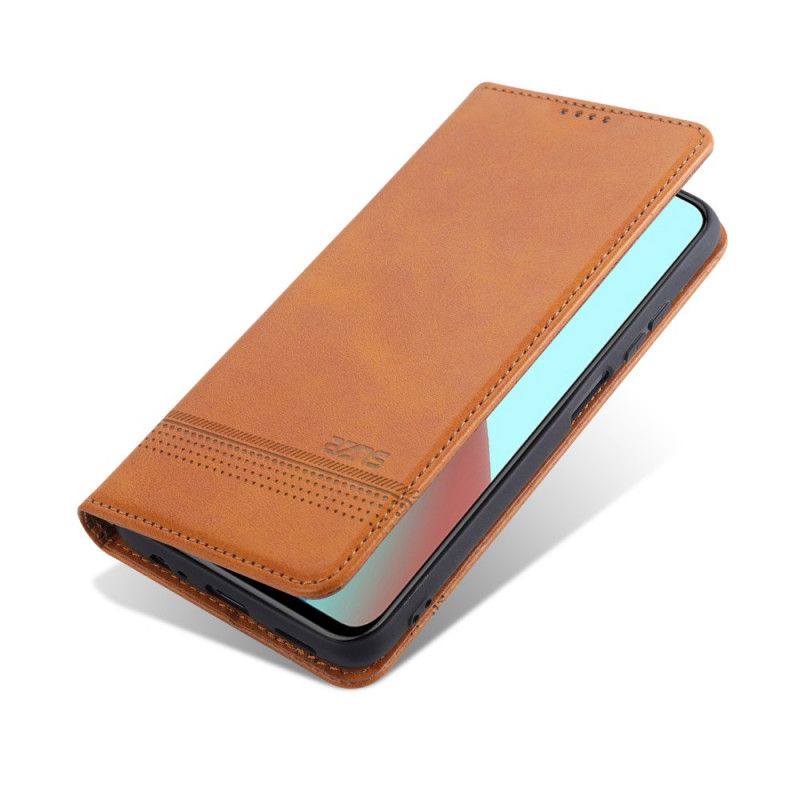 Folio-hoesje Xiaomi Redmi Note 9 5G / Note 9T 5G Rood Zwart Azns Leerstijl