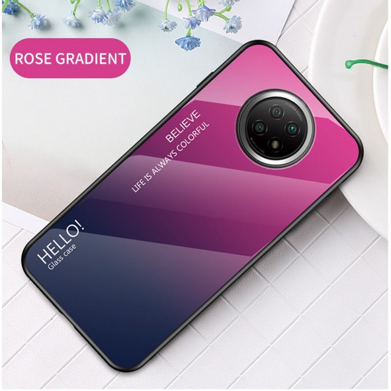 Hoesje voor Xiaomi Redmi Note 9 5G / Note 9T 5G Wit Zwart Hallo Gehard Glas