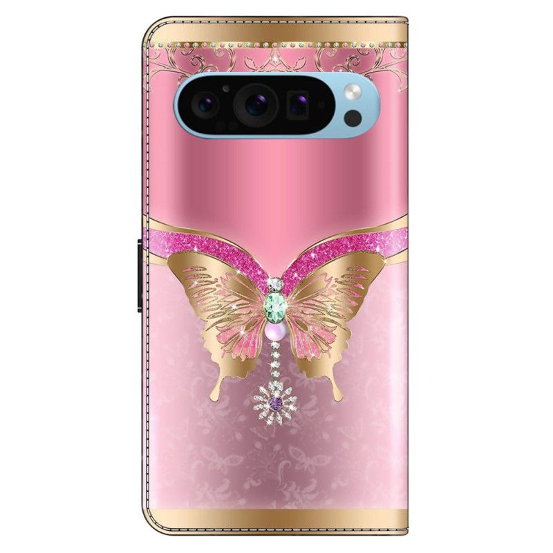 Bescherming Hoesje Google Pixel 9 Roze En Gouden Vlinder