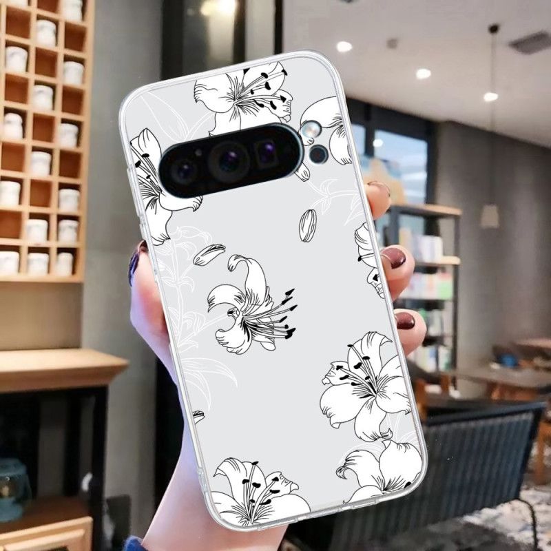 Cover Hoesje Google Pixel 9 Telefoonhoesje Witte Bloemen