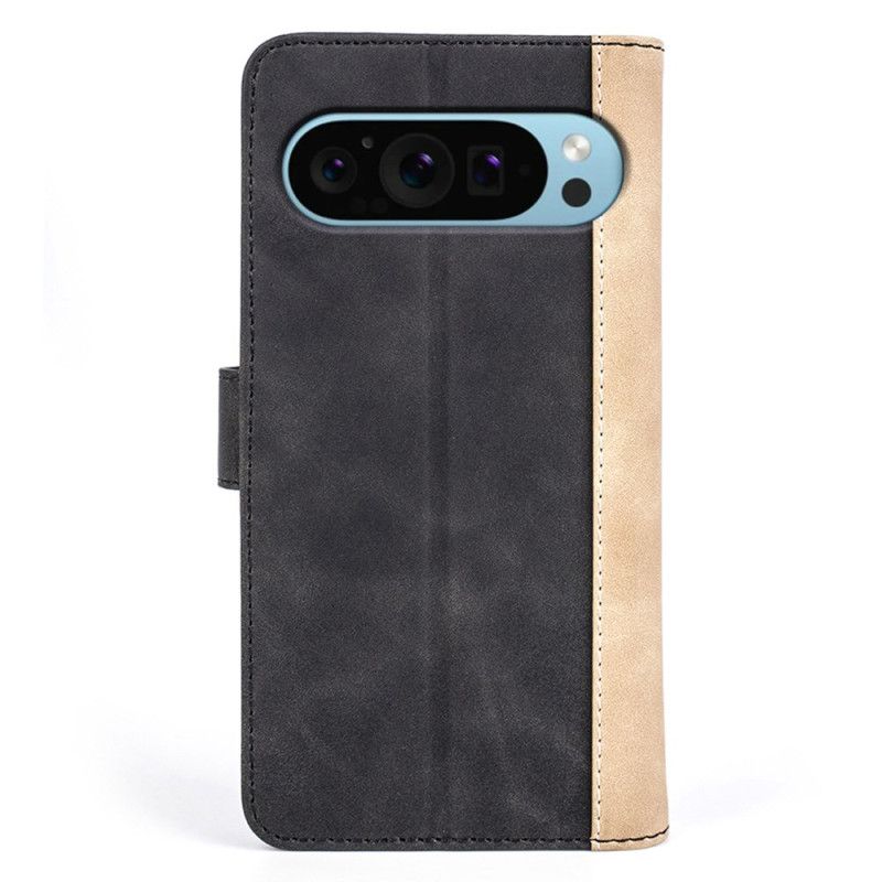 Flip Case Leren Google Pixel 9 Tweekleurig Ontwerp