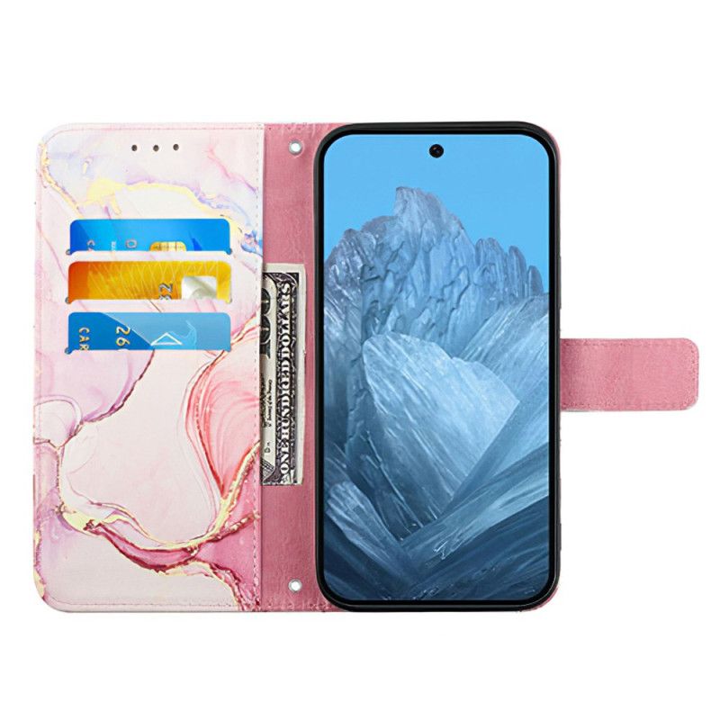 Folio-hoesje Google Pixel 9 Telefoonhoesje Gemarmerde Bandjesstijl