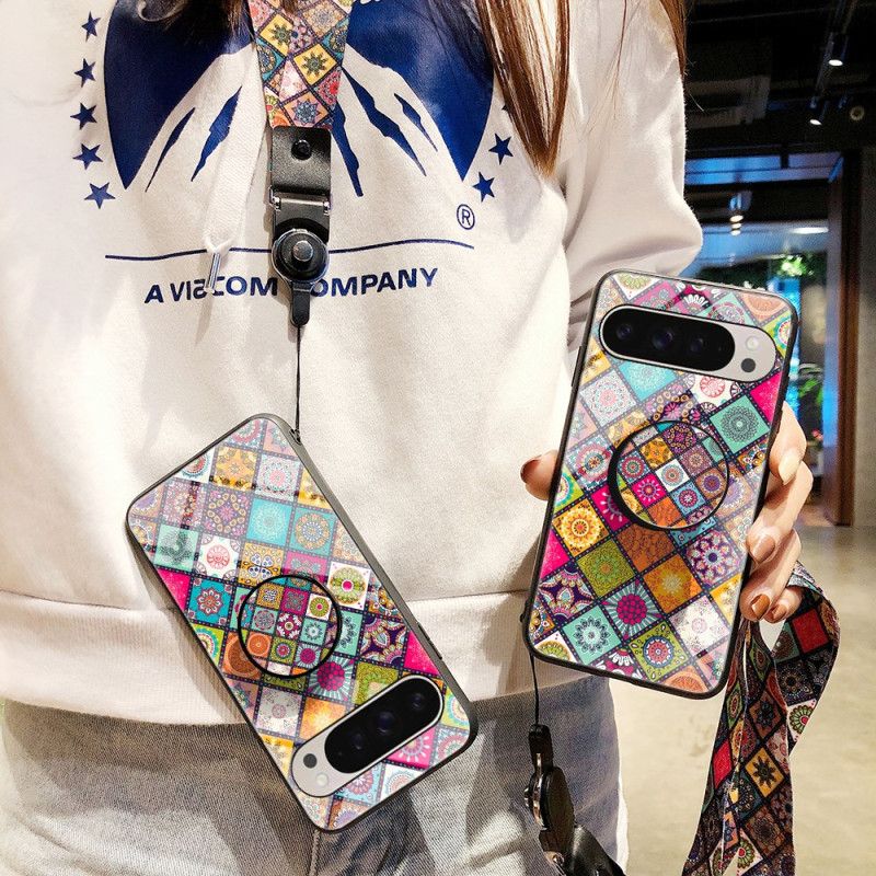 Hoesje Google Pixel 9 Patchworksteun En Riem Bescherming Hoesje