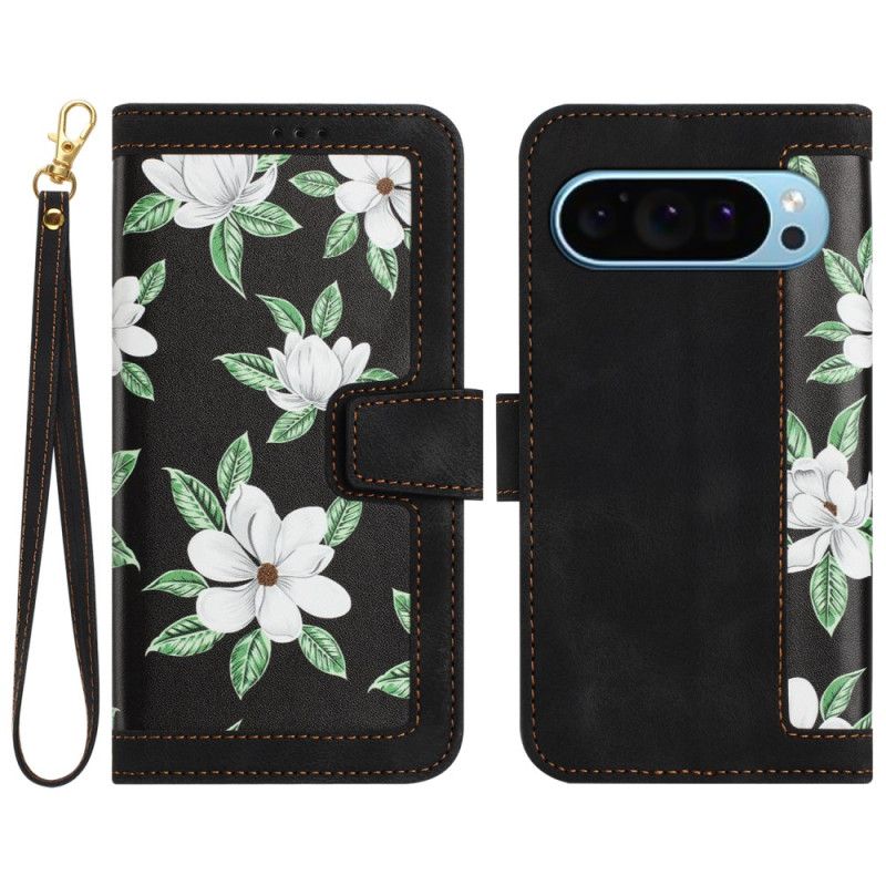 Leren Hoesje Google Pixel 9 Bloemenband Bescherming Hoesje