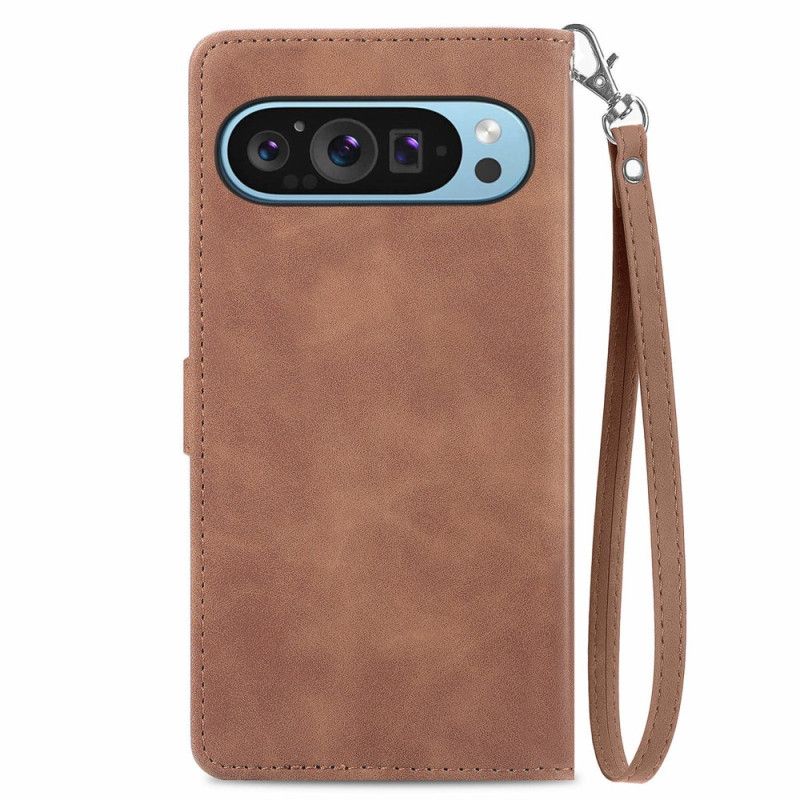 Leren Hoesje Google Pixel 9 Kanten Clutch Met Riempje