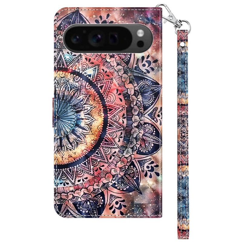 Leren Hoesje Google Pixel 9 Kleurrijke Mandala Met Bandje