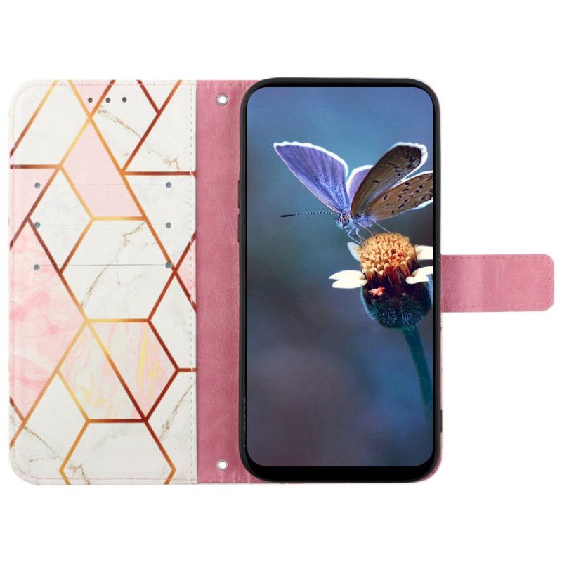 Leren Hoesje Voor Google Pixel 9 Marmeren Schouderband