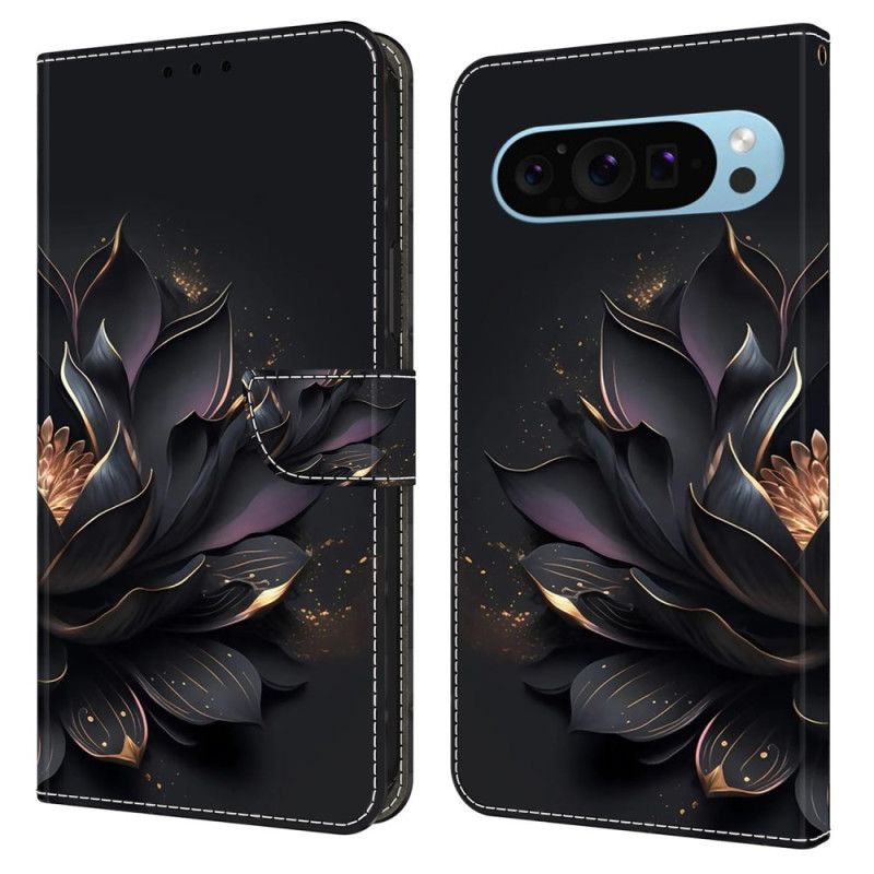 Leren Hoesje Voor Google Pixel 9 Paarse Lotus