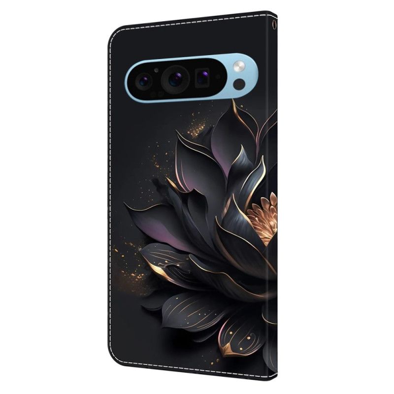 Leren Hoesje Voor Google Pixel 9 Paarse Lotus