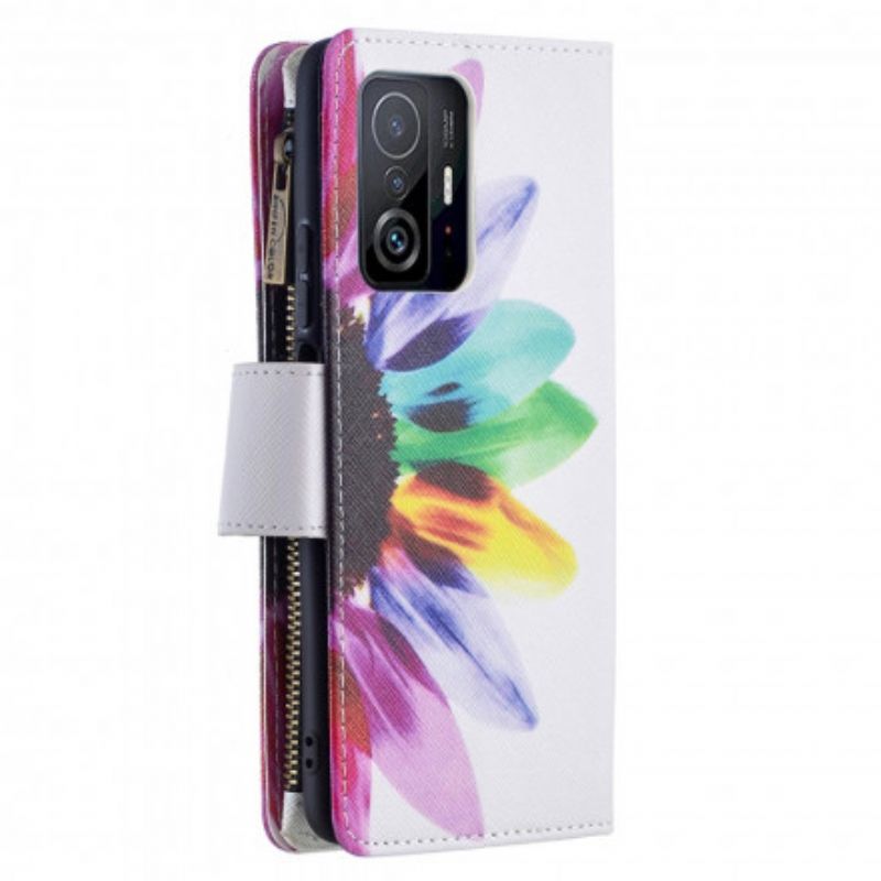 Flip Case Leren Xiaomi Mi 11t / 11t Pro Bloemzak Met Rits