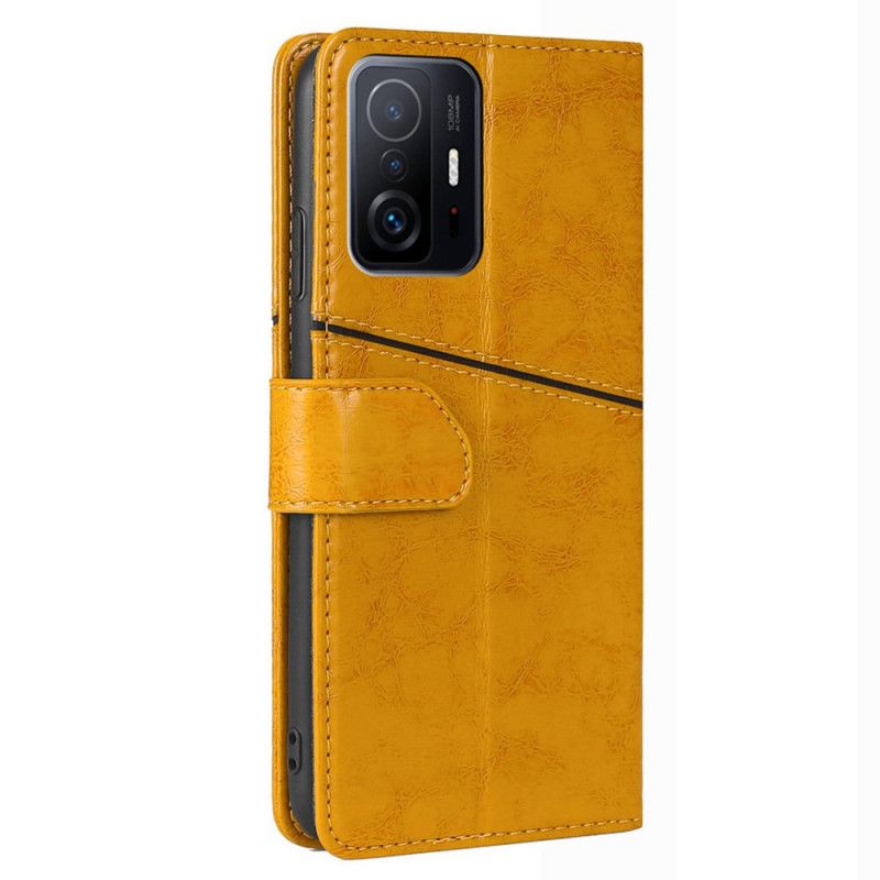 Flip Case Leren Xiaomi Mi 11t / 11t Pro Geometrisch Leereffect