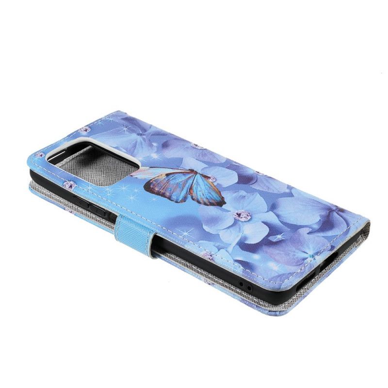 Flip Case Leren Xiaomi Mi 11t / 11t Pro Vlinders Met Diamanten Bandjes