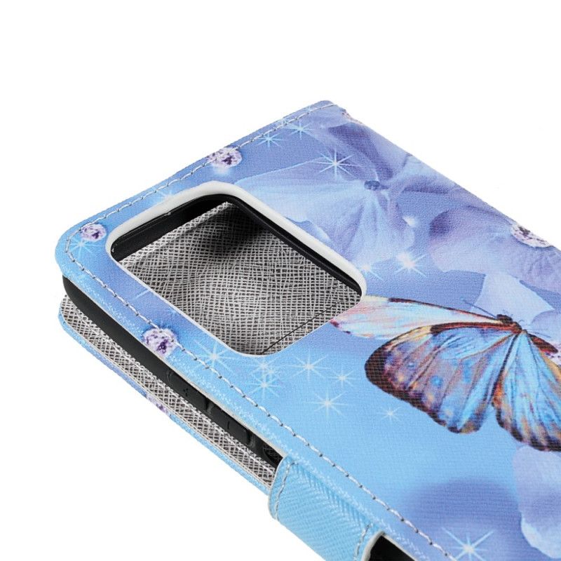 Flip Case Leren Xiaomi Mi 11t / 11t Pro Vlinders Met Diamanten Bandjes