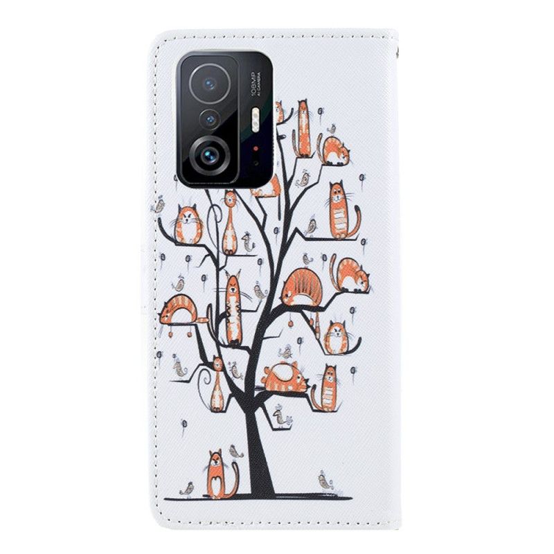 Folio-hoesje Xiaomi Mi 11t / 11t Pro Telefoonhoesje Funky Cats Strappy