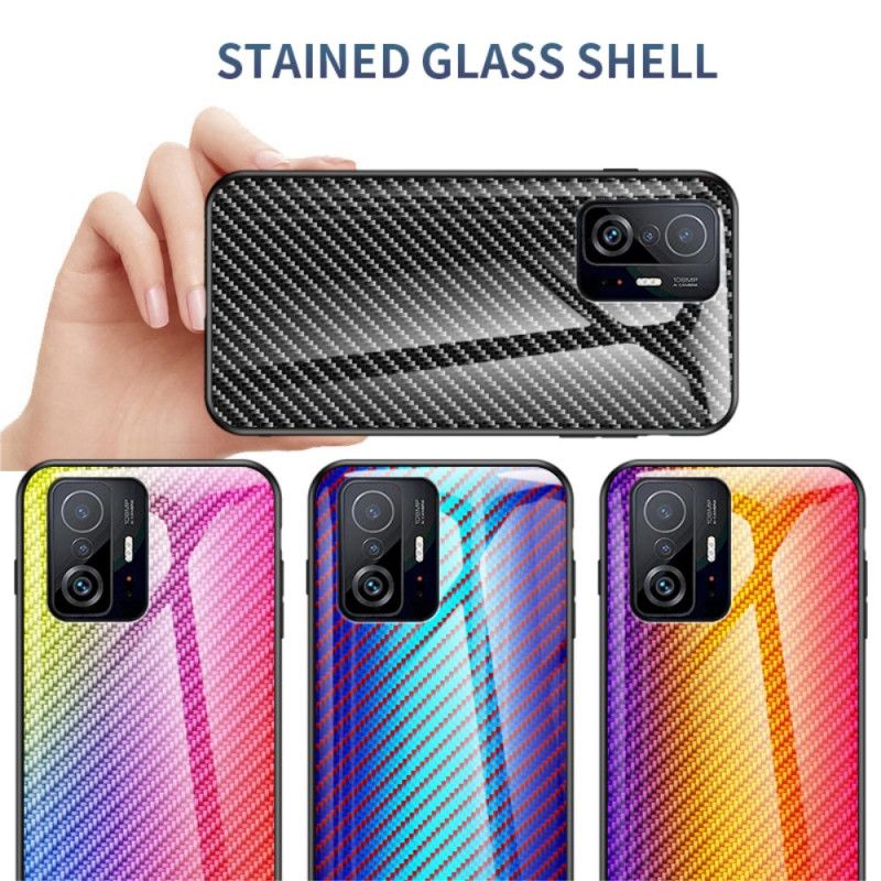 Hoesje Xiaomi Mi 11t / 11t Pro Koolstofvezel Gehard Glas