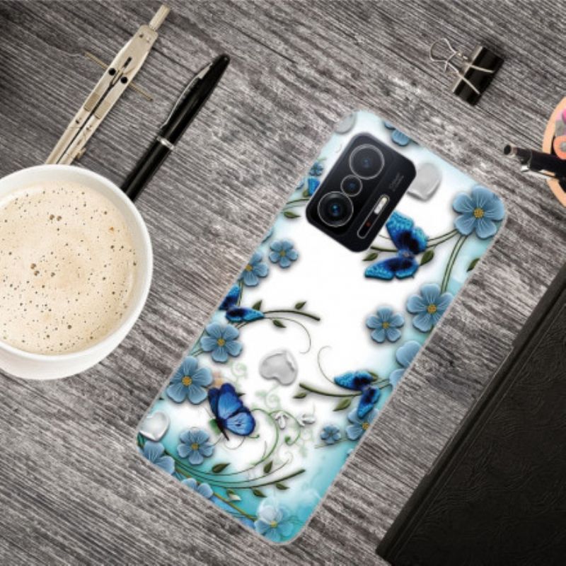 Hoesje Xiaomi Mi 11t / 11t Pro Retro Vlinders En Bloemen Bescherming Hoesje