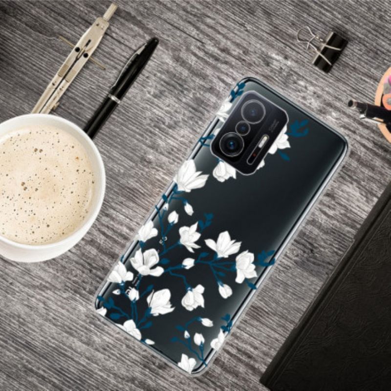 Hoesje Xiaomi Mi 11t / 11t Pro Witte Bloemen Bescherming Hoesje